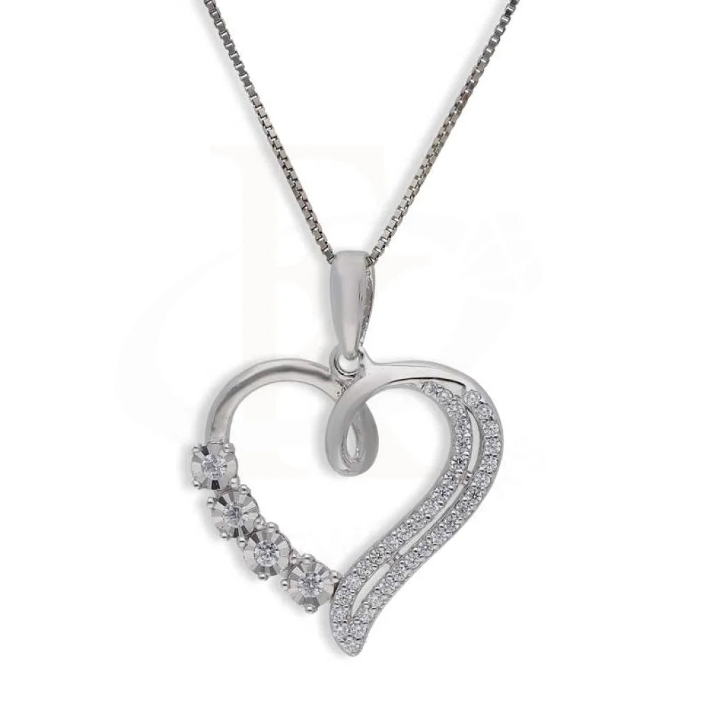 Asymmetrical Necklaces -Sterling Silver 925 Necklace (Chain with Heart Pendant) - FKJNKLSL2997