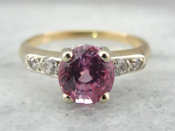 Ladies Engagement Rings Art Deco-Soft Pink Sapphire and Diamond Engagement Ring or Signature Jewelry Piece