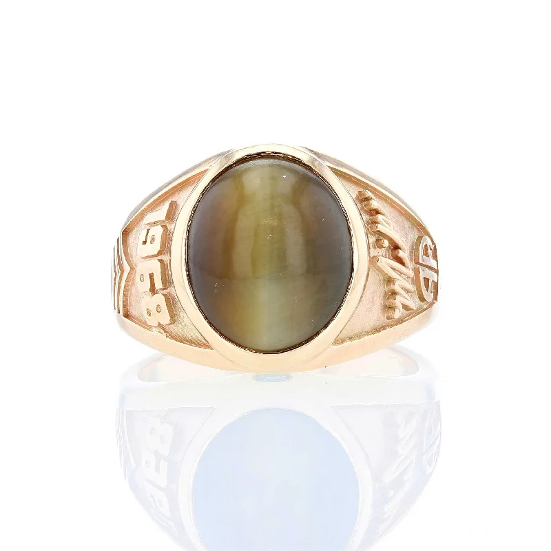 Ladies Rings for Dancers-Tiger's Eye Football Class Ring