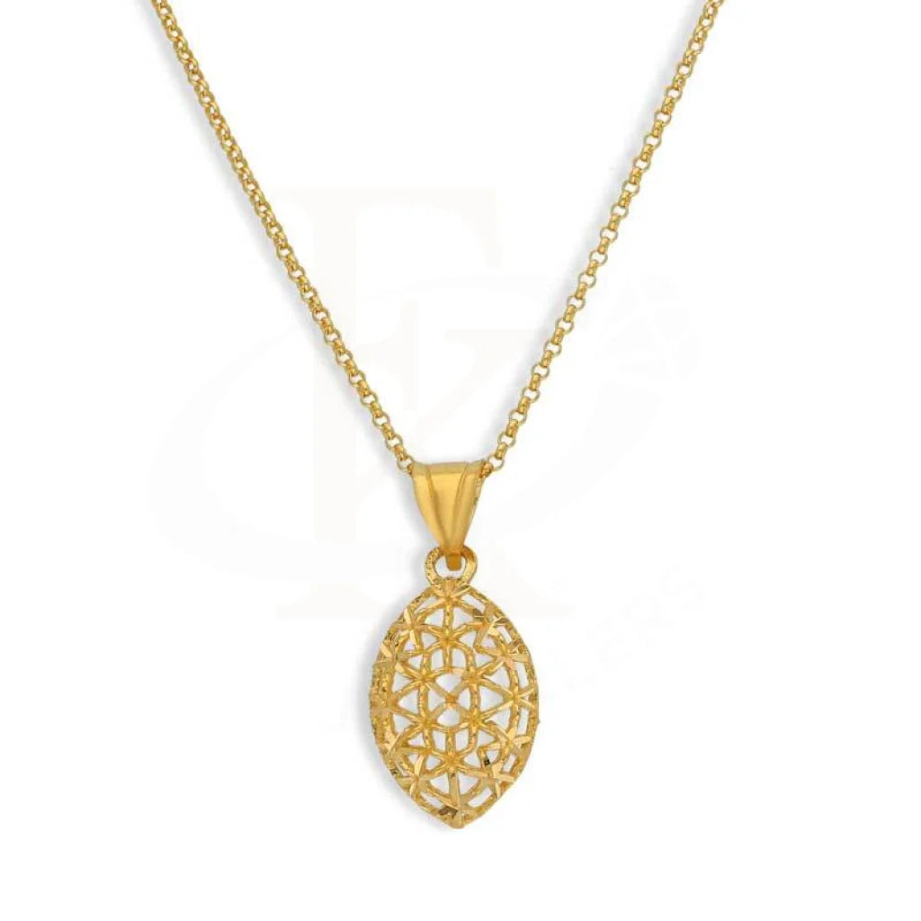 Fall Necklaces -Gold Necklace (Chain with Marquise Shaped Pendant) 21KT - FKJNKL21K3075