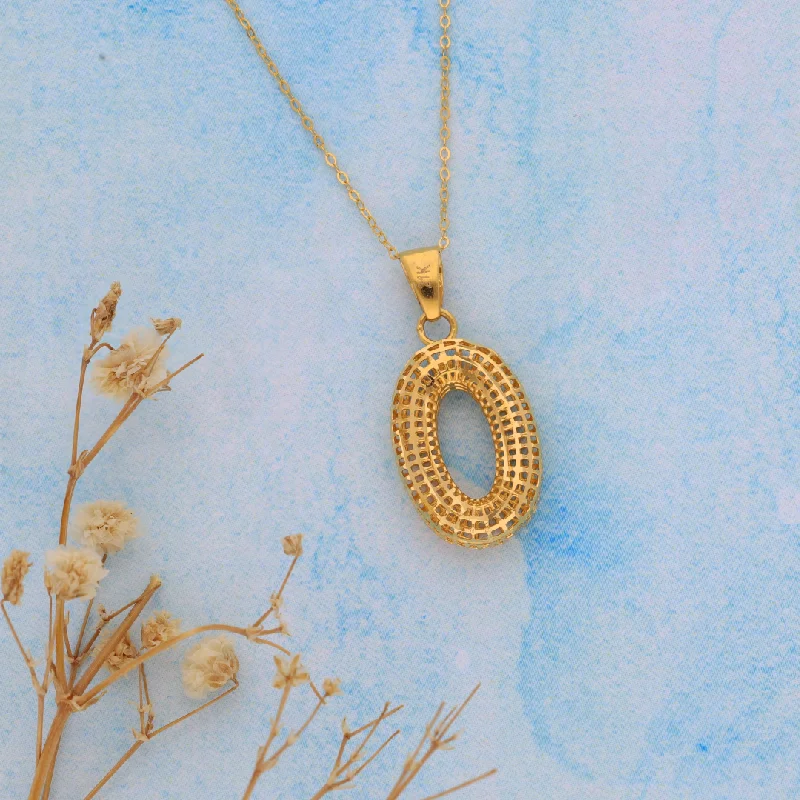 Collar Necklaces -Gold Hallow Oval Shaped Necklace 21KT - FKJNKL21KM9326