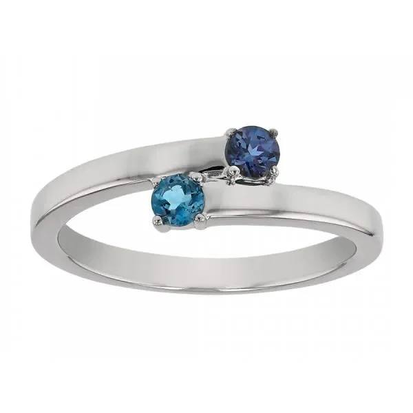 Ladies Rings Cloud Shape-Mother's Two Stone Bypass Ring