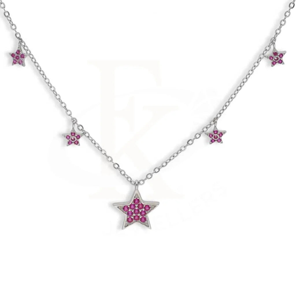 Sparkly Necklaces -Sterling Silver 925 Stars Shaped Necklace - FKJNKLSL2964