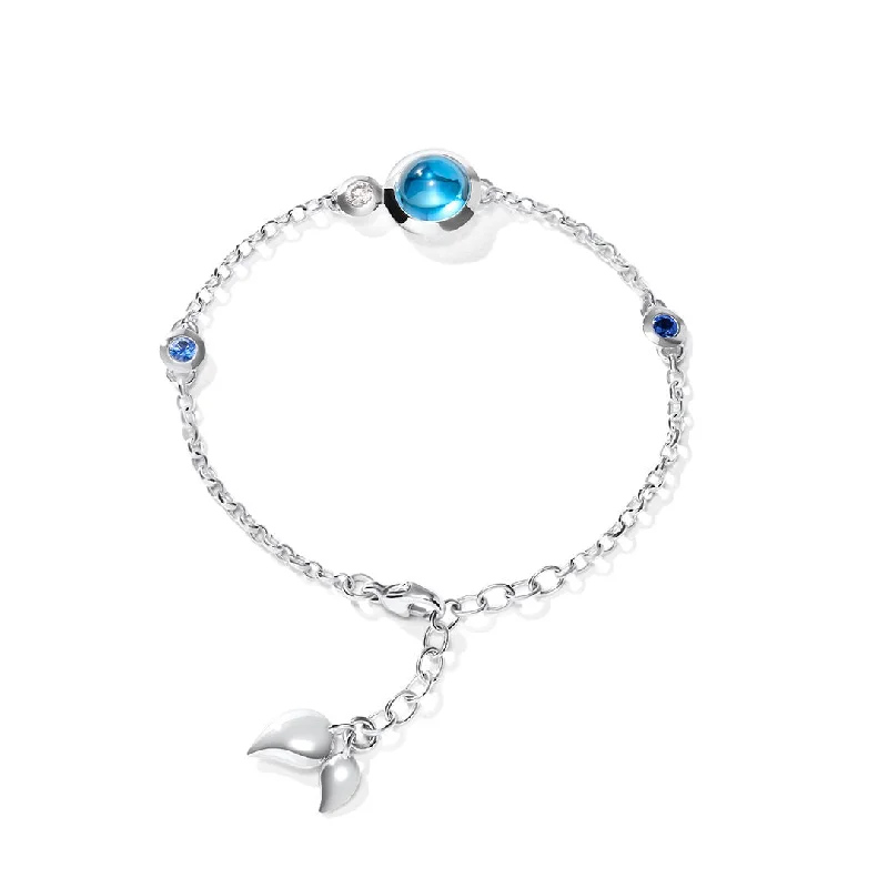 Round Bracelets -Blue Topaz, Blue Sapphire & Diamond Bracelet