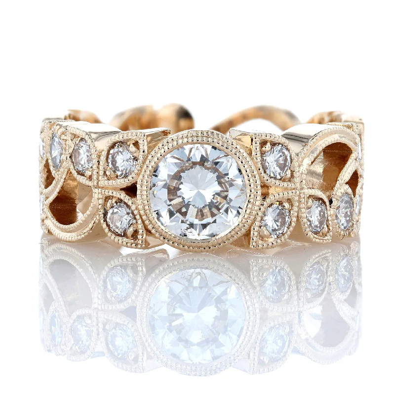 Ladies Rings Handmade Craft-Floral Diamond Ring