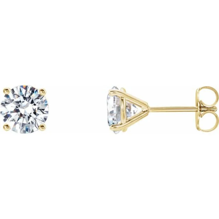 Ladies Earrings Triangle Shape-14K Yellow 1 CTW Natural Diamond Cocktail-Style Earrings