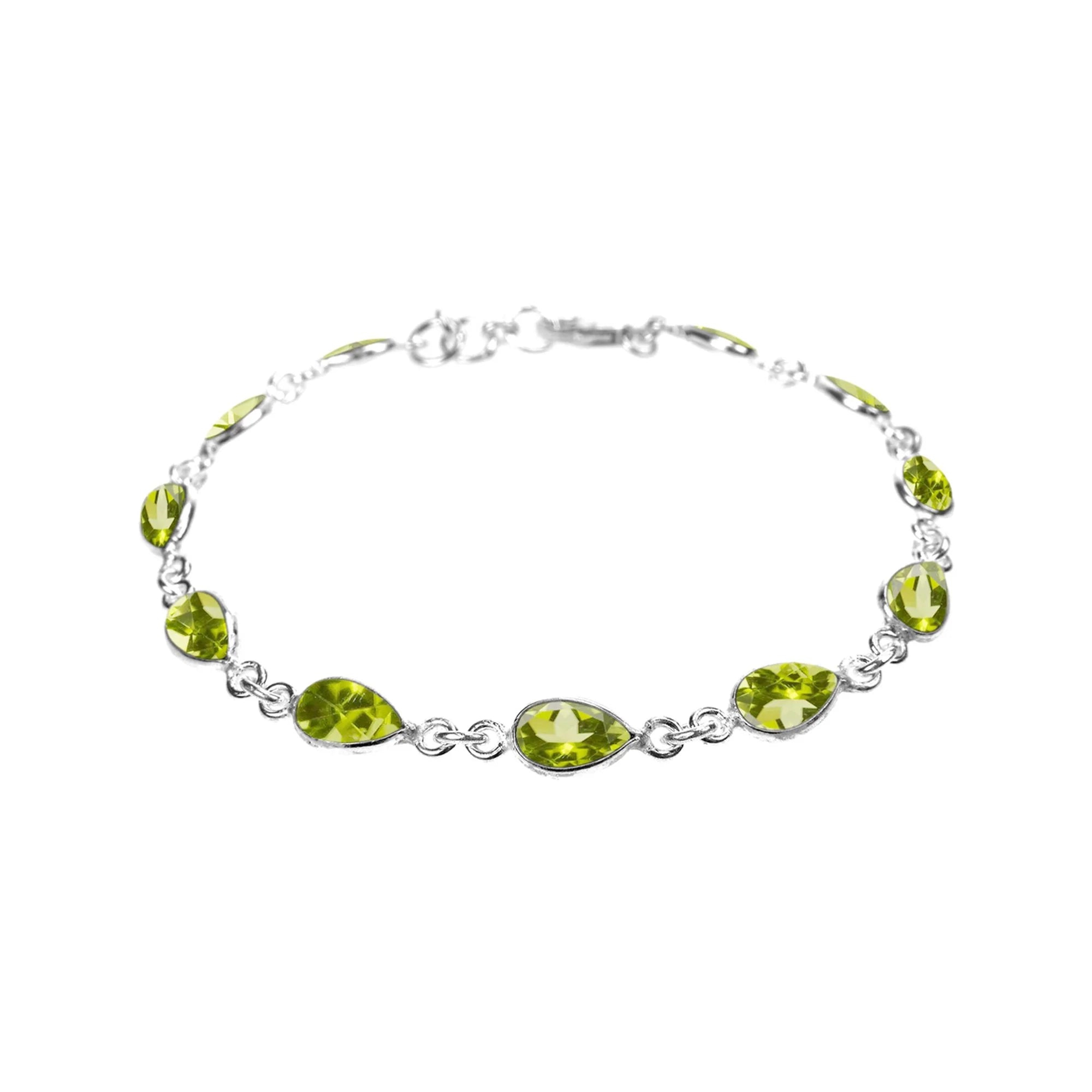 Chain Bracelets -Peridot Teardrop Facet Bracelet