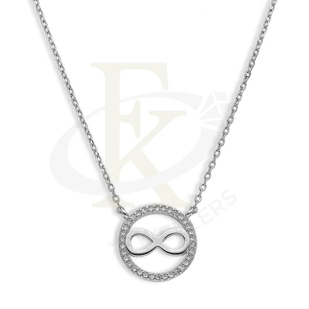 Feather Necklaces -Sterling Silver 925 Round Shaped Infinity Necklace - FKJNKLSL2588