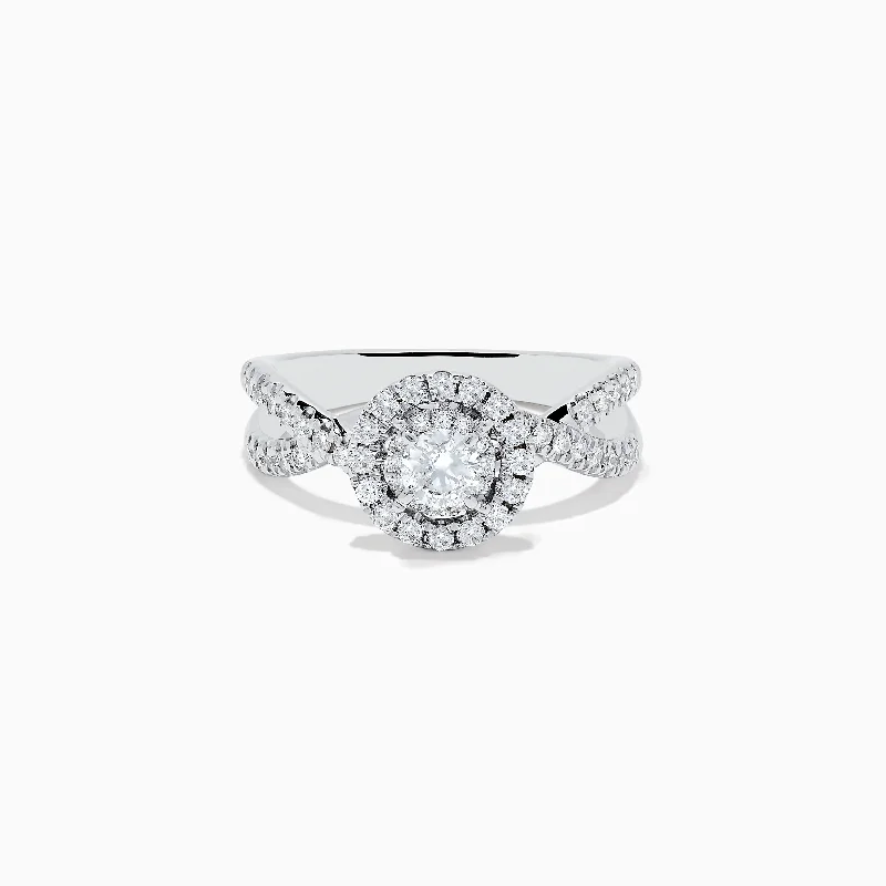 Ladies Rings Minimalist Design-Pave Classica 14K White Gold Diamond Ring