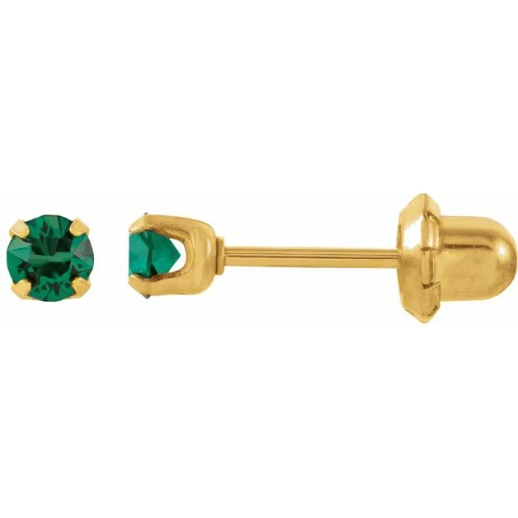 Ladies Earrings Crescent Shape-24K Gold-Plated Stainless Steel Imitation Emerald Inverness® Piercing Earrings