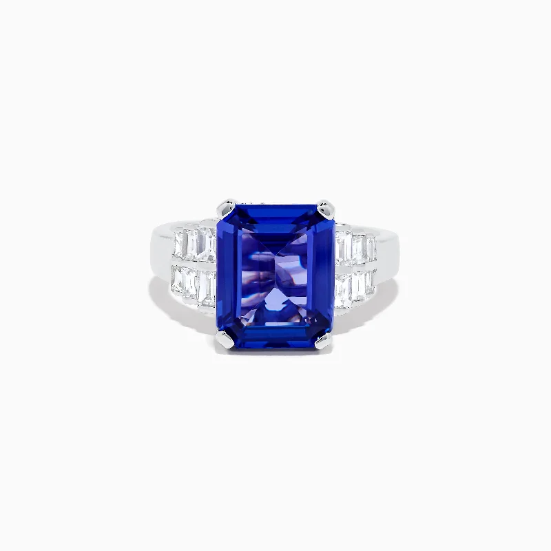 Ladies Rings Modern Art-Limited Edition 14K White Gold Tanzanite and Diamond Ring