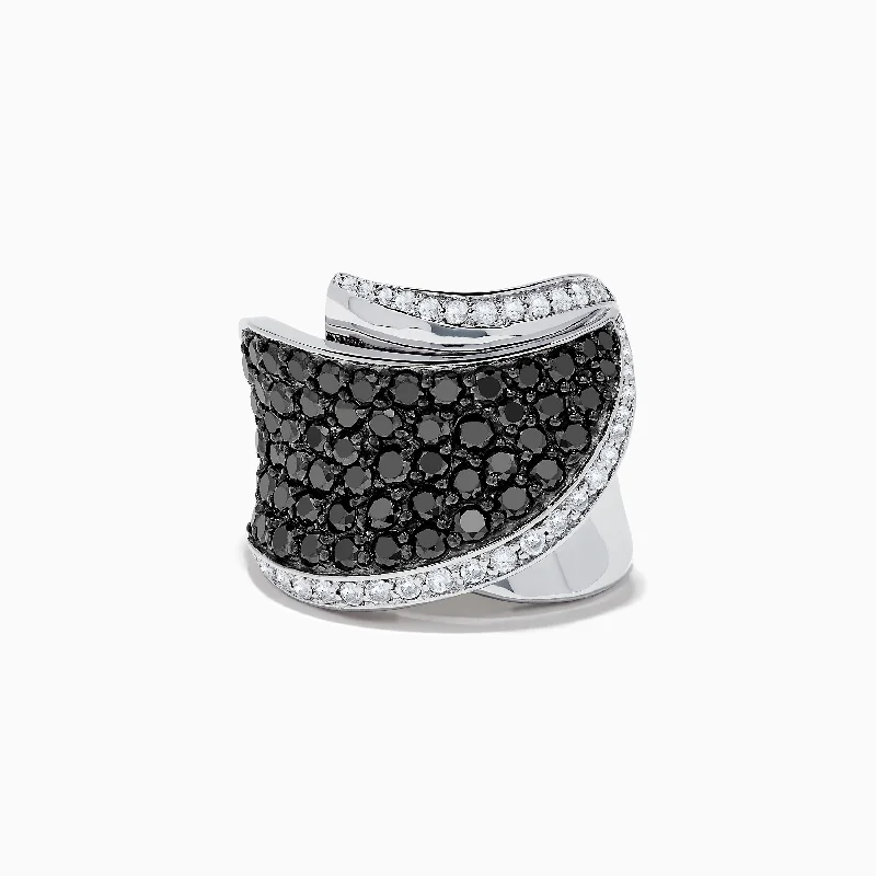 Ladies Rings for Photographers-14K White Gold Black and White Diamond Ring