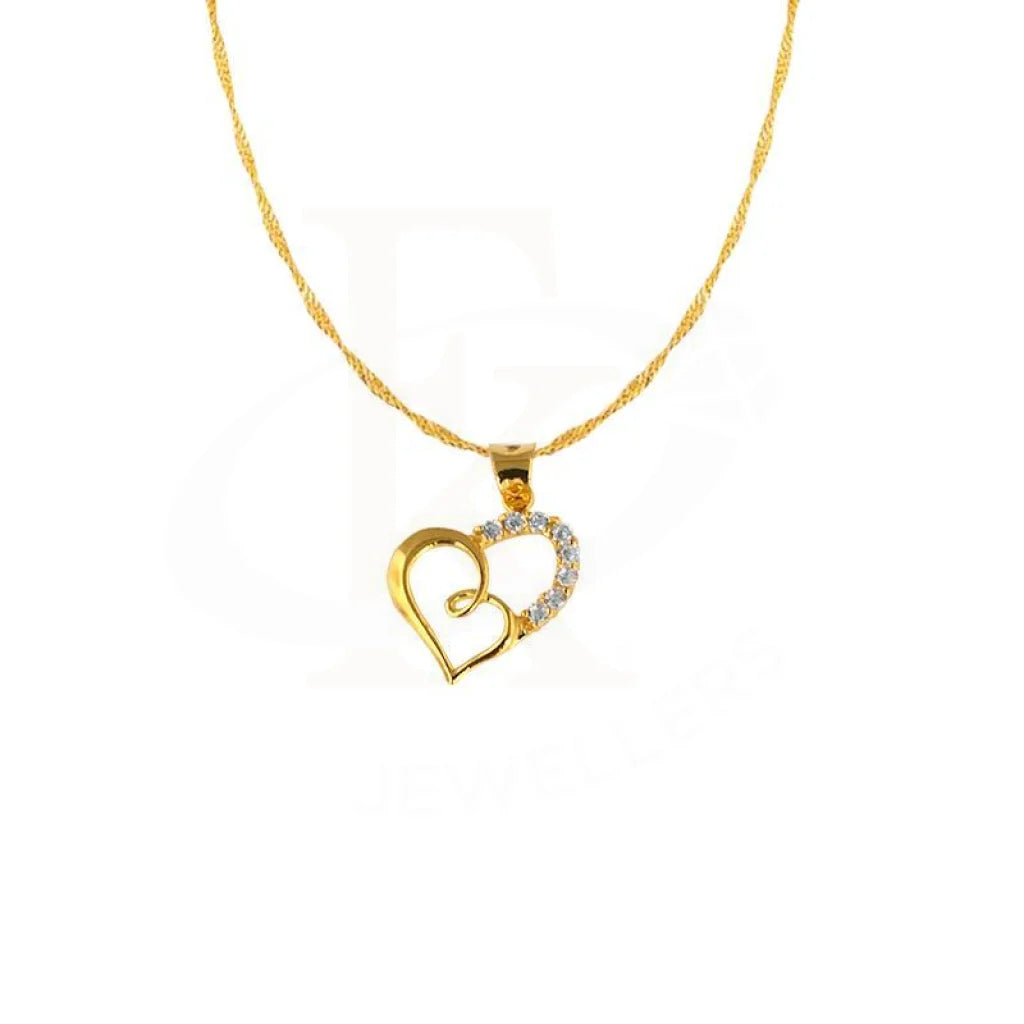 Clavicle Necklaces -Gold Necklace (Chain with Twisted Heart Pendant) 18KT - FKJNKL1691