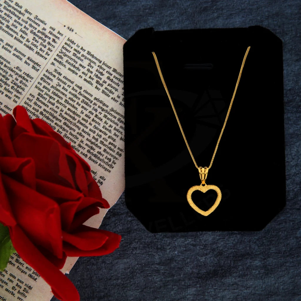 Party Necklaces -Gold Necklace (Chain with Heart Pendant) 21KT - FKJNKL21KM8429