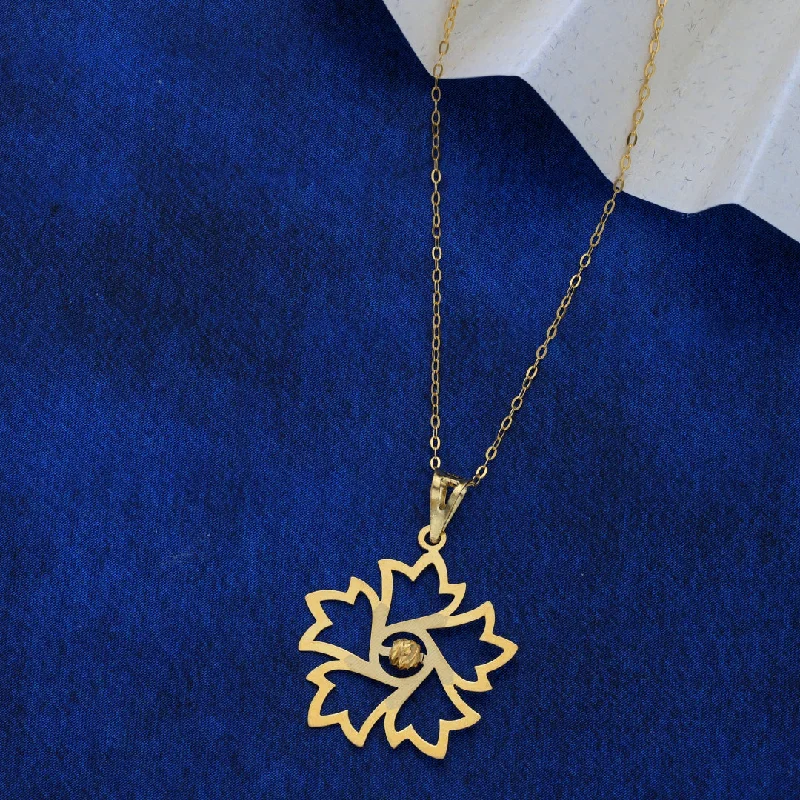 Celestial Necklaces -Gold Necklace (Chain Round Leaf Pendant) 21KT - FKJNKL21KM9572