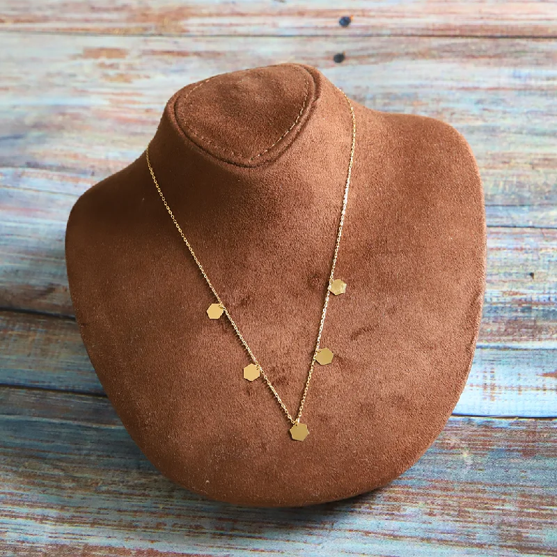 Ceramic Necklaces -Gold Hexagon Shaped Necklace 18KT - FKJNKL18K9363