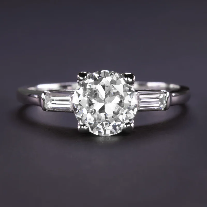 Ladies Engagement Rings Pear Shape-1.23ct VINTAGE DIAMOND ENGAGEMENT RING CERTIFIED D-E SI OLD CUT PLATINUM ESTATE