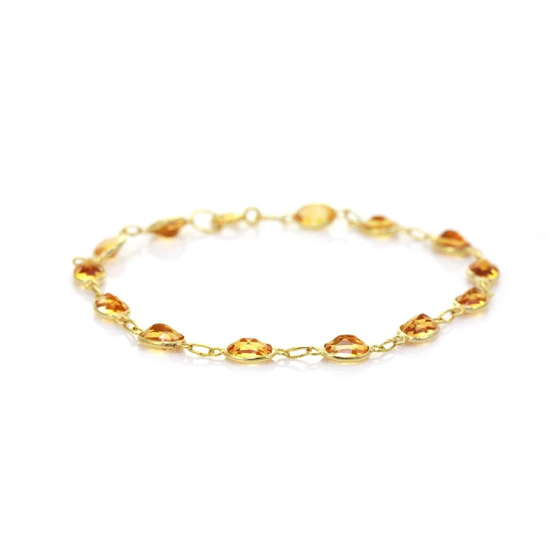 Heavy Bracelets -9ct Yellow Gold Bezel Set Citrine Bracelet