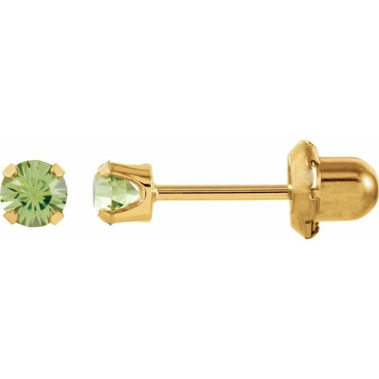 Ladies Earrings for Daily Wear-14K Yellow Imitation Peridot Inverness® Piercing Earrings