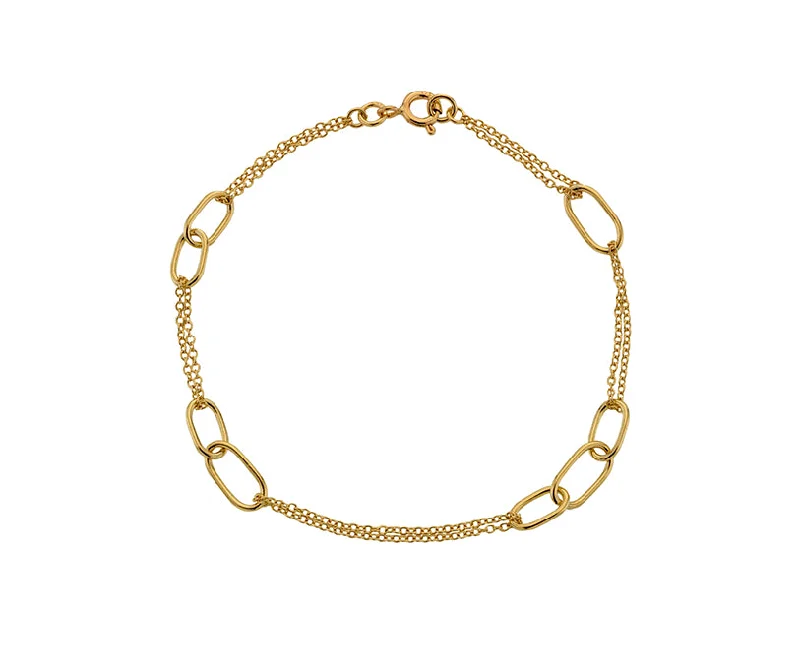 Adjustable Bracelets -9ct Yellow Gold Oblong Station Bracelet