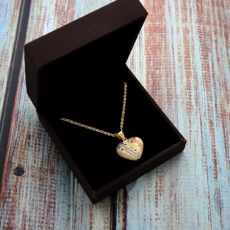 Summer Necklaces -Gold Necklace (Chain with Classic Heart Shaped Pendant) 18KT - FKJNKL18K9203