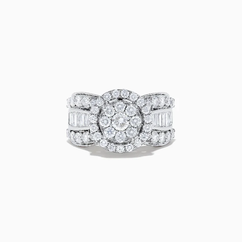 Ladies Rings Elegant Look-Bouquet 14K White Gold Diamond Cluster Ring, 2.51 TCW