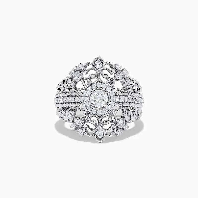 Ladies Rings for Artists-Pave Classique 14K White Gold Diamond Ring