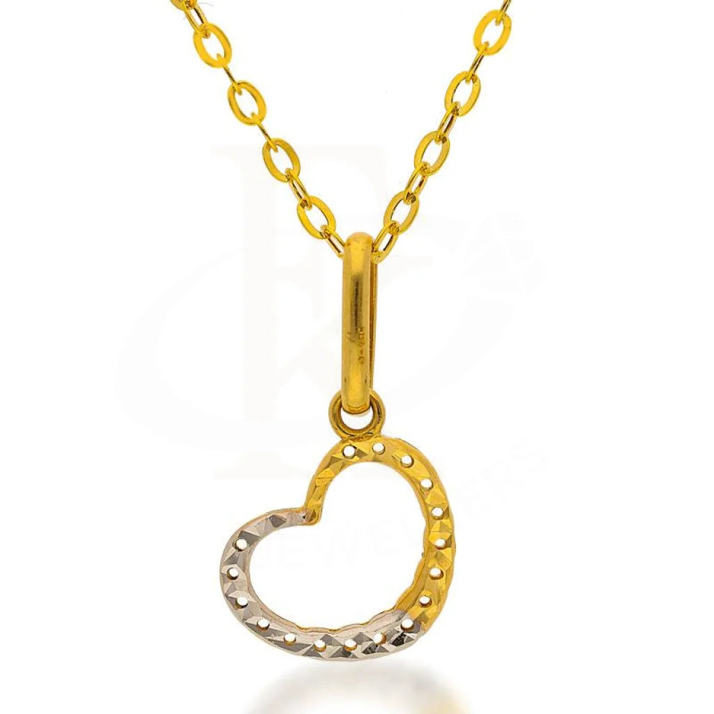 Luxury Necklaces -Gold Necklace (Chain with Dual Tone Heart Pendant) 18KT - FKJNKL18K2075