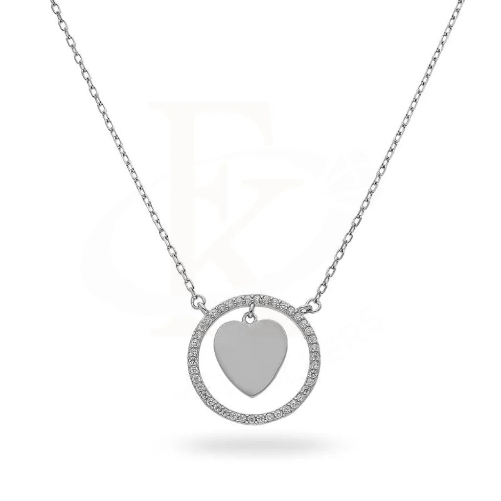 Topaz Necklaces -Sterling Silver 925 Round Shaped with Heart Necklace - FKJNKLSL2224