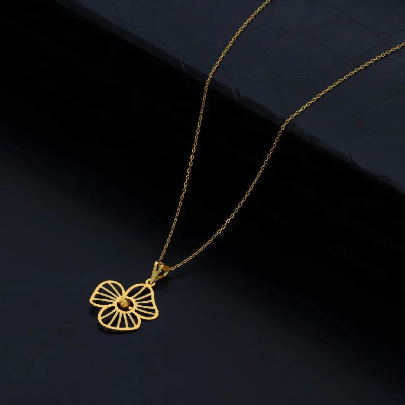 Glitter Necklaces -Gold Necklace (Chain With Hollow Flower Shaped Pendant) 21KT - FKJNKL21KM9822