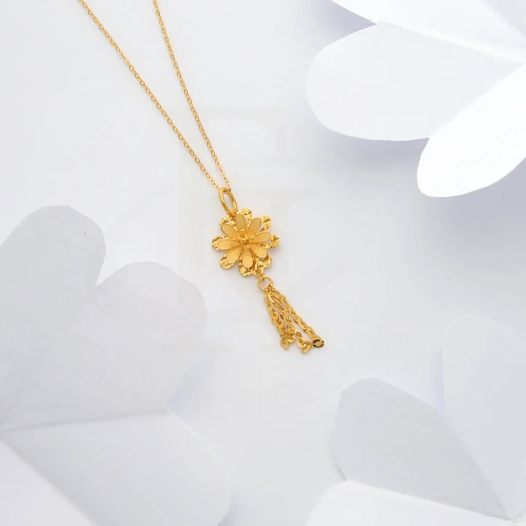 Zodiac Necklaces -Gold Necklace (Chain with Floral Style Pendant) 21KT - FKJNKL21KM8431