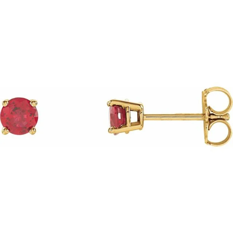 Ladies Earrings with Milarite-14K Yellow 4 mm Lab-Grown Ruby Stud Earrings