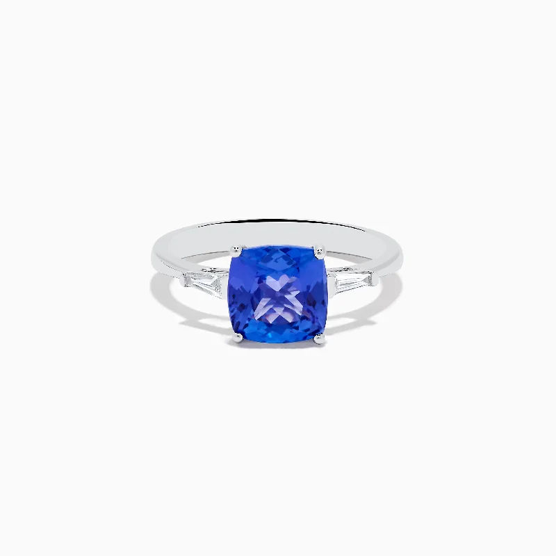 Ladies Rings Silver Tone-Nahla Siri 14K White Gold Tanzanite and Diamond Ring