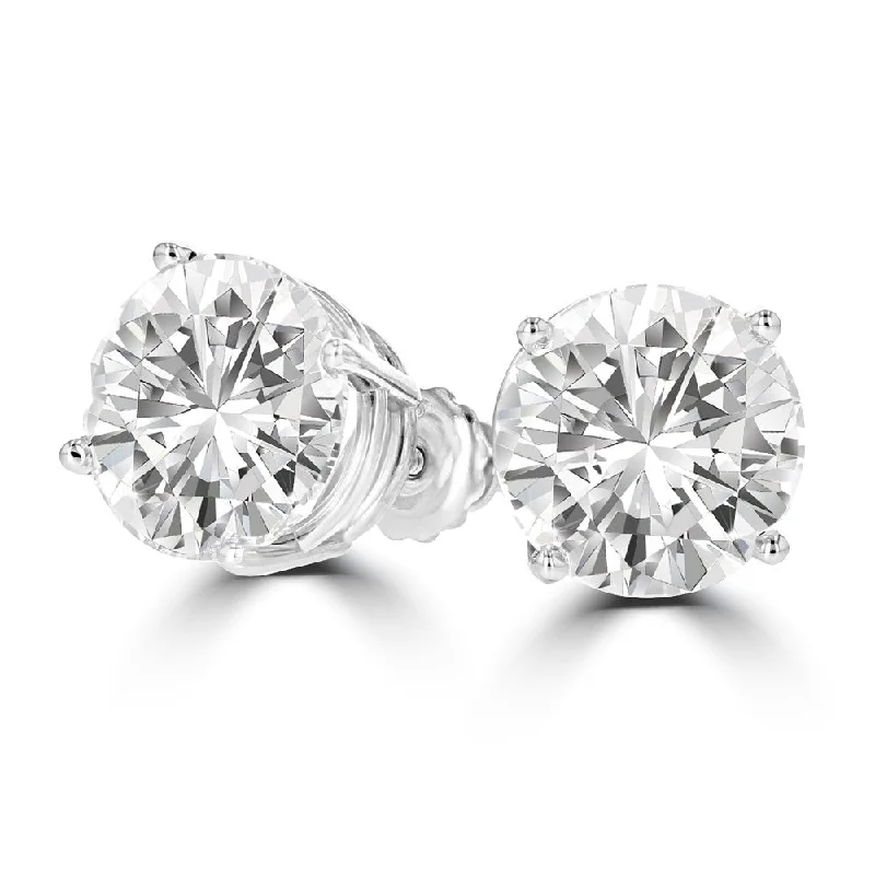 Ladies Earrings with Sphalerite-18KT White Gold 10.03 CTW Round Diamond Earrings