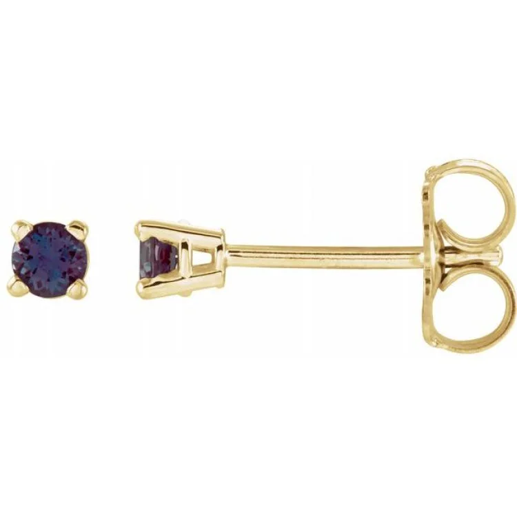 Ladies Earrings with Vivianite-14K Yellow 2.5 mm Lab-Grown Alexandrite Stud Earrings