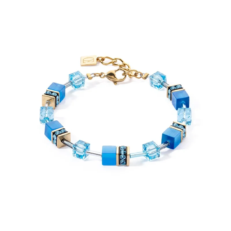 Affordable Bracelets -Coeur De Lion GeoCUBE® Iconic Mono Gold Turquoise Bracelet