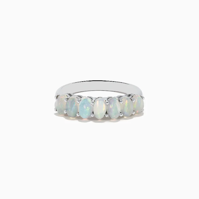 Ladies Rings with Amber-Aurora 925 Sterling Silver Opal Ring