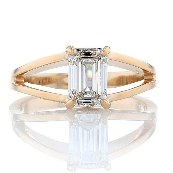 Ladies Rings Round Cut-Split Shank Emerald Cut Ring