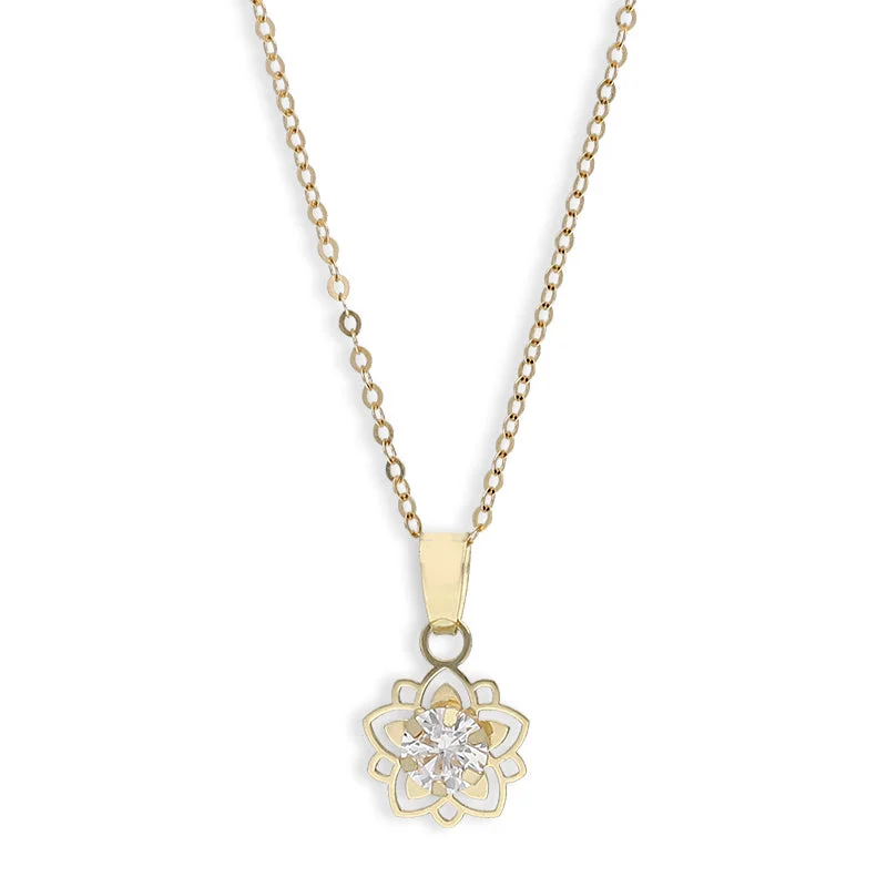 Platinum Necklaces -Gold Necklace (Chain with Flower Shaped Pendant) 18KT - FKJNKL18K8834