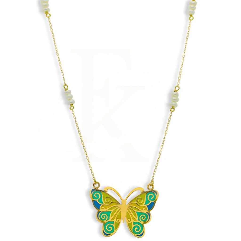 Positive Necklaces -Gold Butterfly Necklace 18KT - FKJNKL18K2544