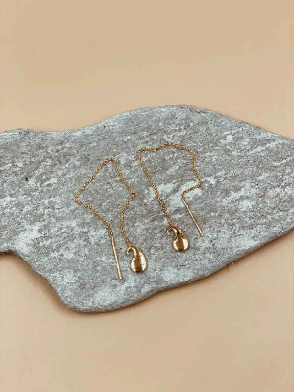 Ladies Earrings for Designers-Paisley Threader Earrings | 18kt Solid Gold