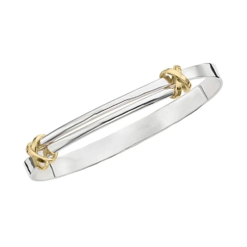 Floral Bracelets -Sterling Silver & Gold Bangle Bracelet