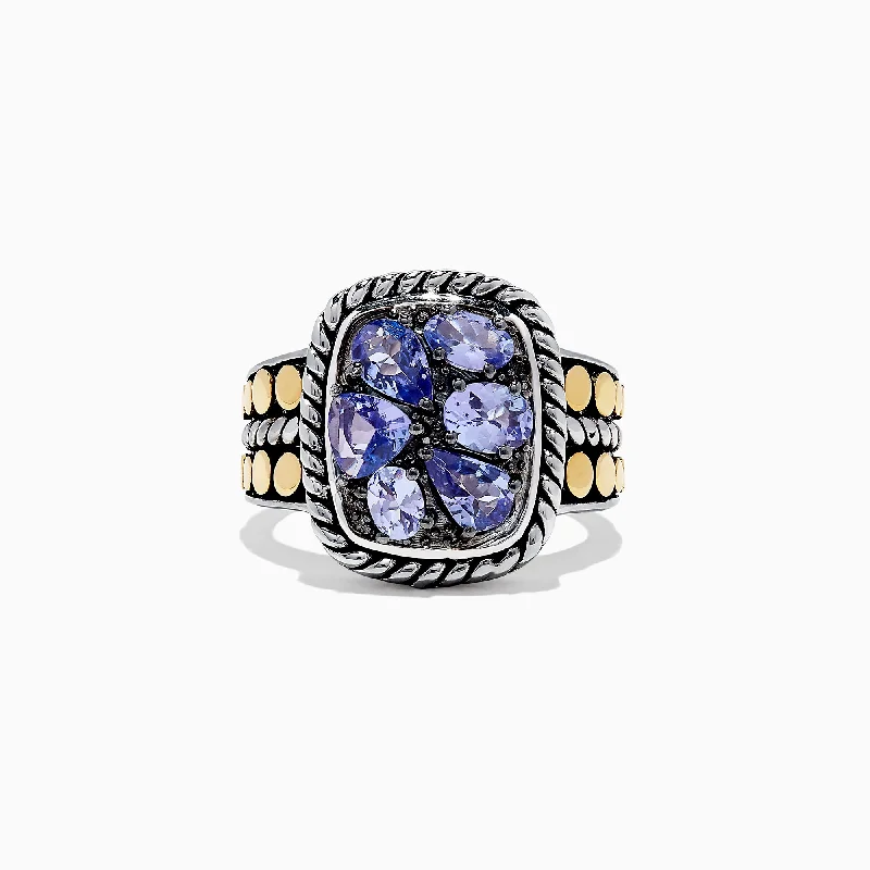 Ladies Rings with Diopside-Nahla Siri Silver & 18K Gold Tanzanite Ring, 1.85 TCW