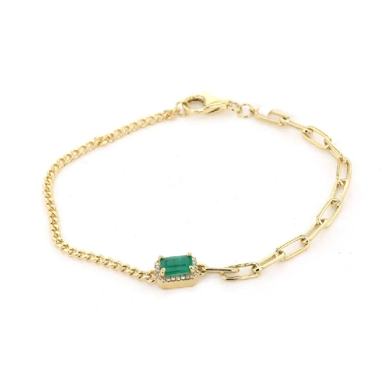 Handmade Bracelets -Emerald & Diamond Paper Clip Bracelet