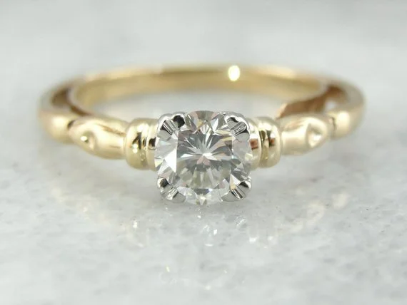 Ladies Engagement Rings with Heliodor-1950's Decorative Solitaire Diamond Engagement Ring