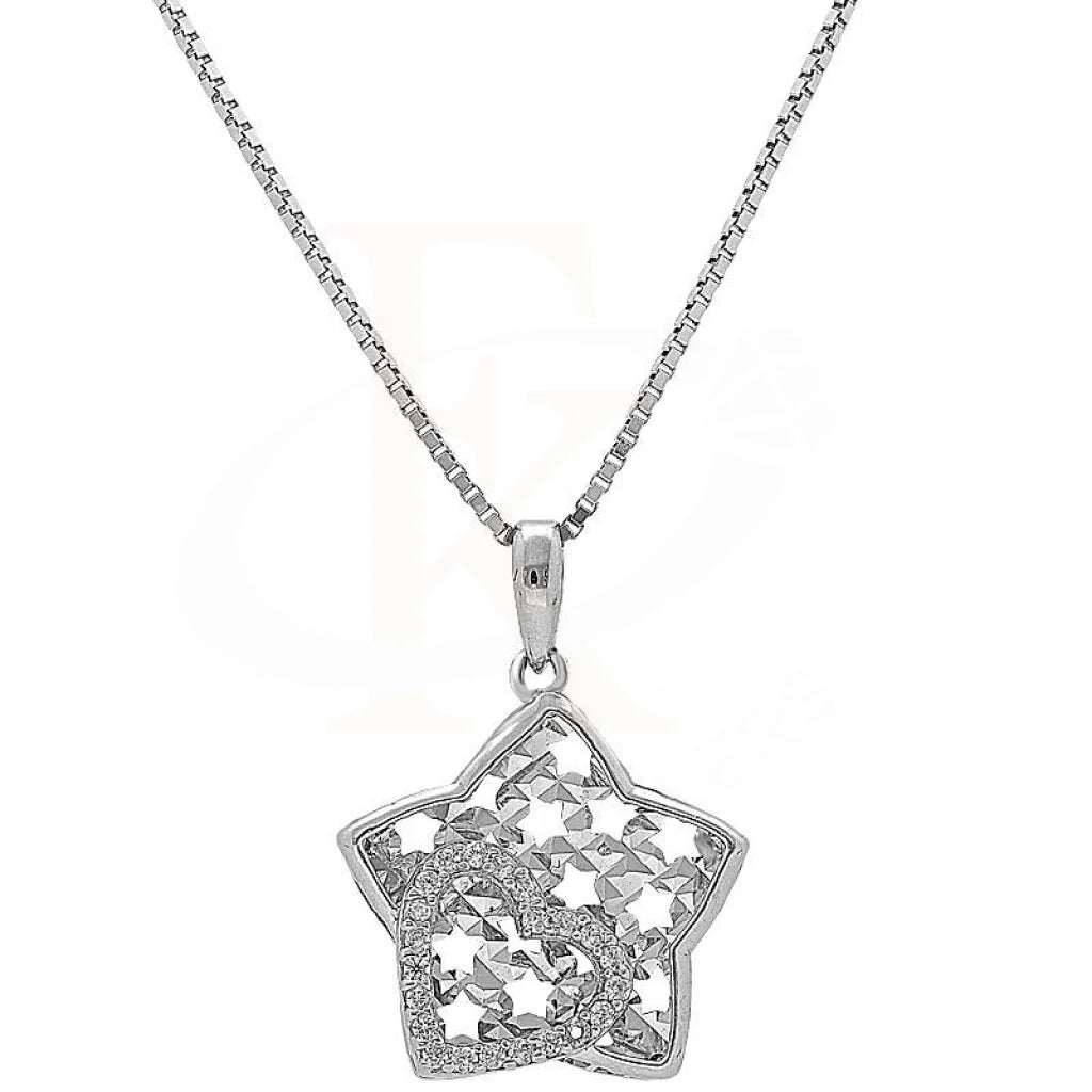 Positive Necklaces -Sterling Silver 925 Star with Heart Necklace - FKJNKL1974