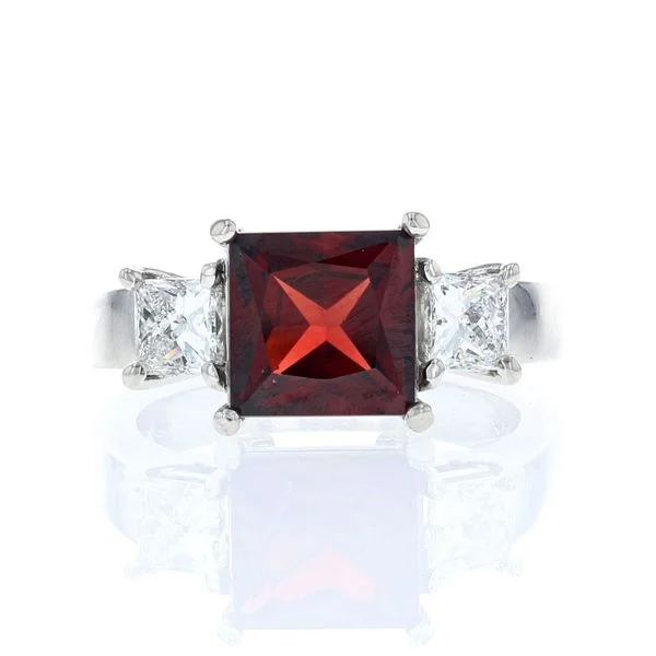 Ladies Rings with Colemanite-Garnet Platinum Ring