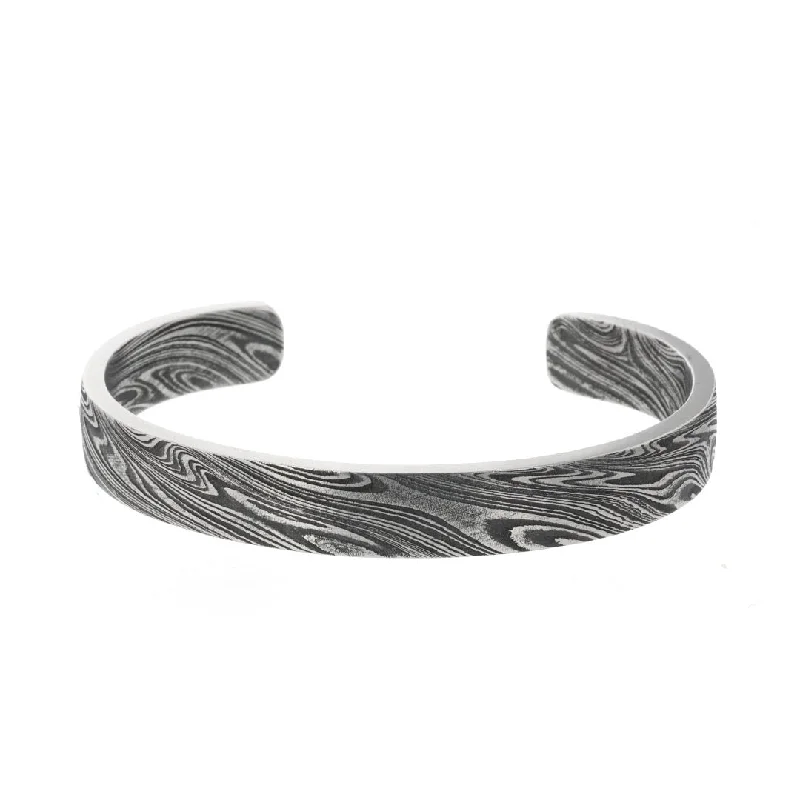 Polished Bracelets -Damascus Steel Cuff Bracelet