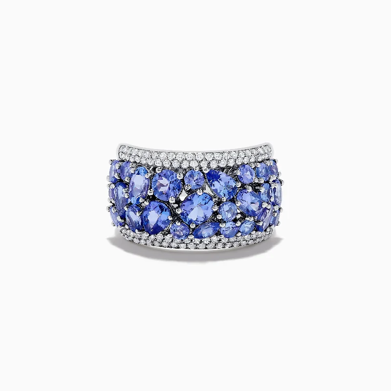 Ladies Rings Artisan Made-Nahla Siri 14K White Gold Diamond and Tanzanite Ring