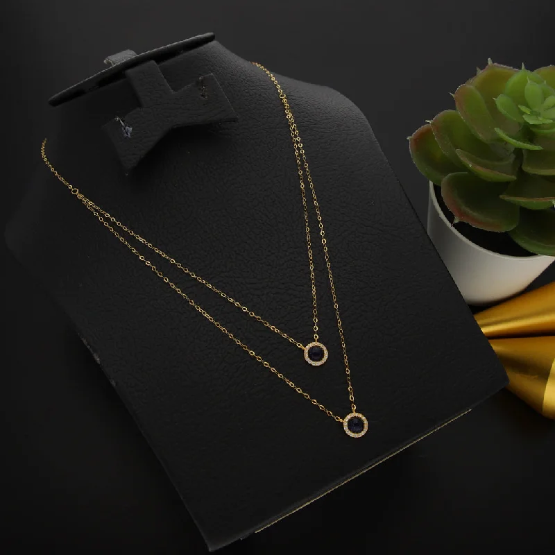 Trendy Necklaces -Gold Double Layered Necklace (Chain With Round Shaped Pendant) 21KT - FKJNKL21KM9889